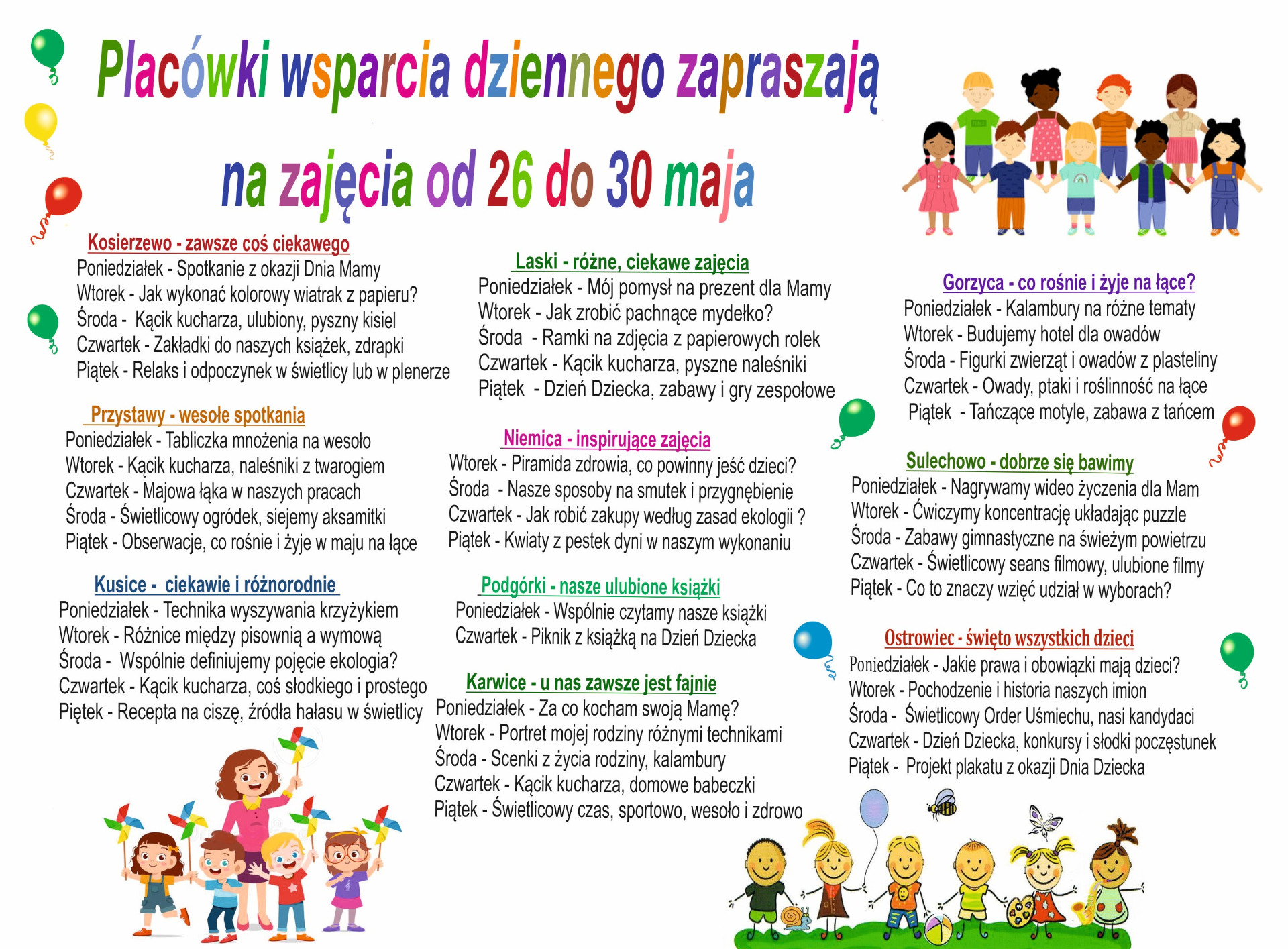 Harmonogram zajęć w PWD