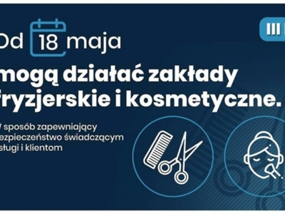 Plakat otwarcie zakładów fryzjerskich i kosmetycznych