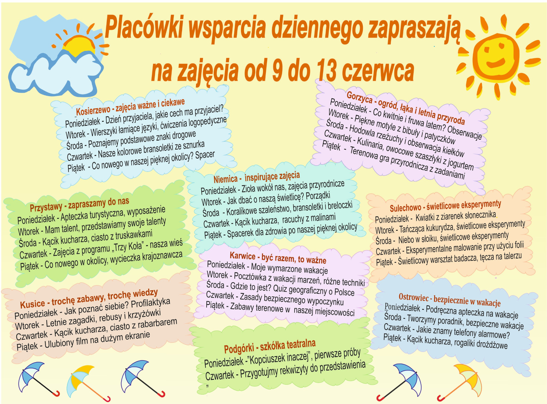 Harmonogram zajeć w PWD