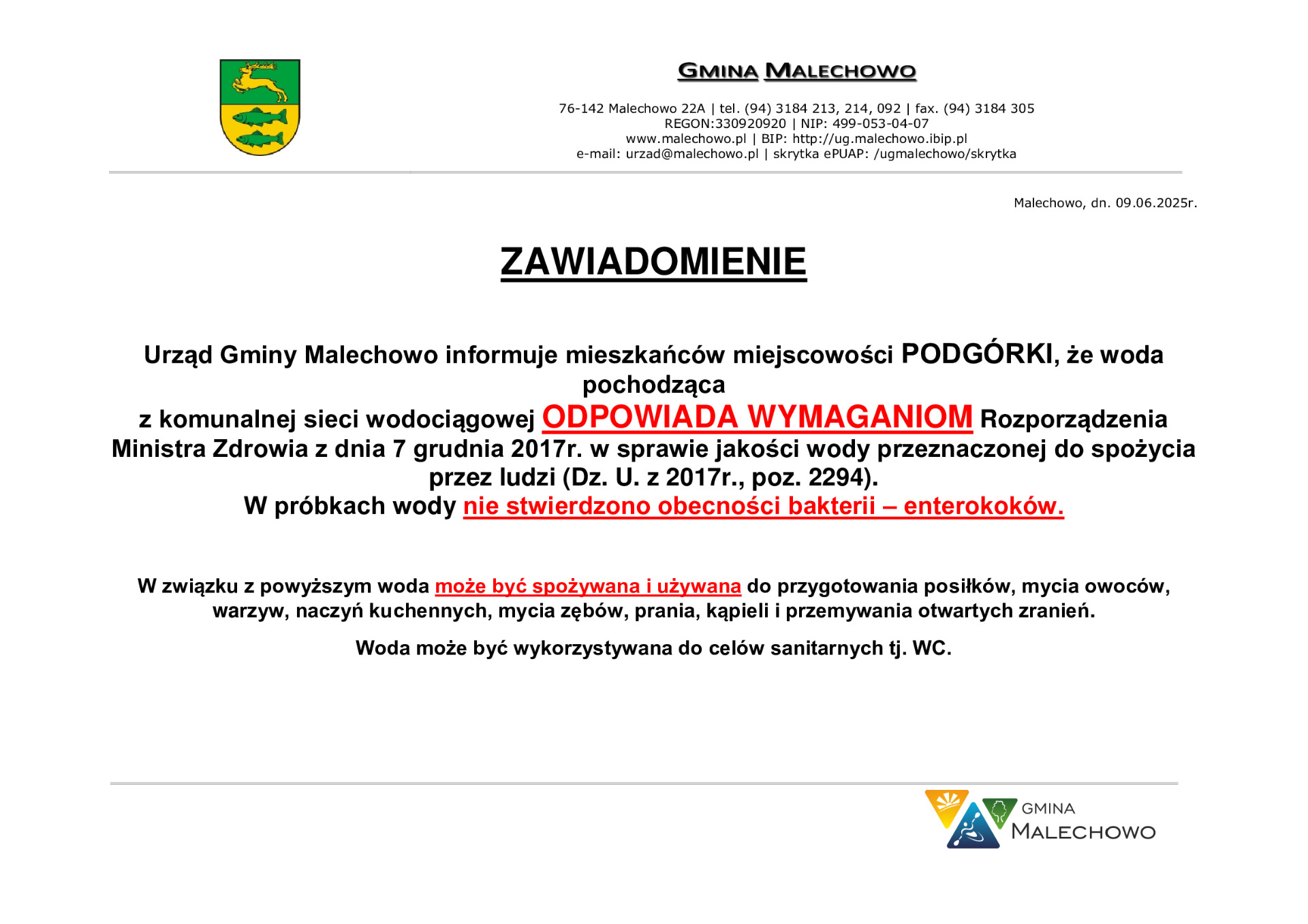Zawiadomienie -Podgórki