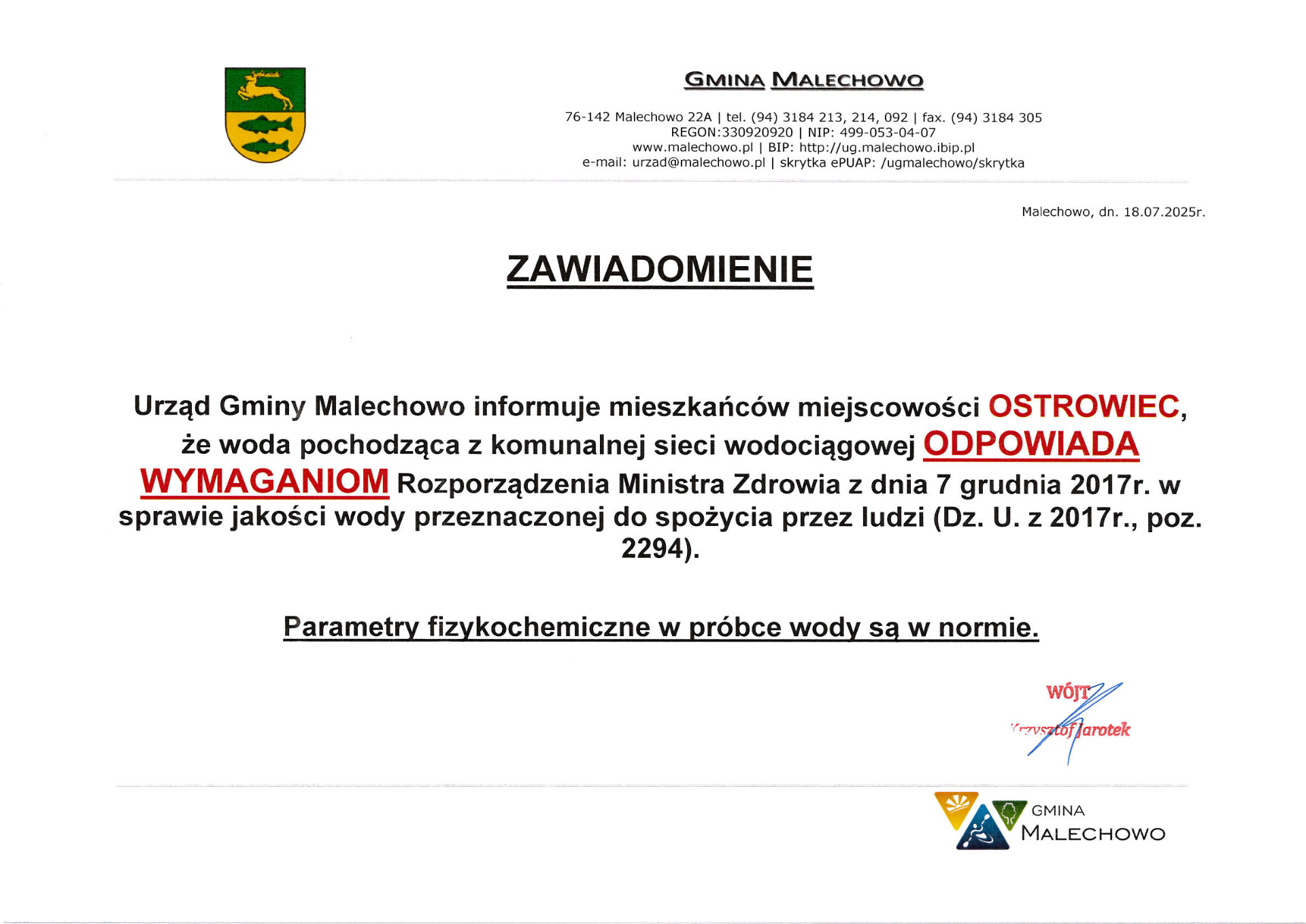 Zawiadomienie- Ostrowiec