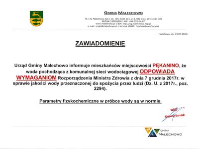 Zawiadomienie - woda