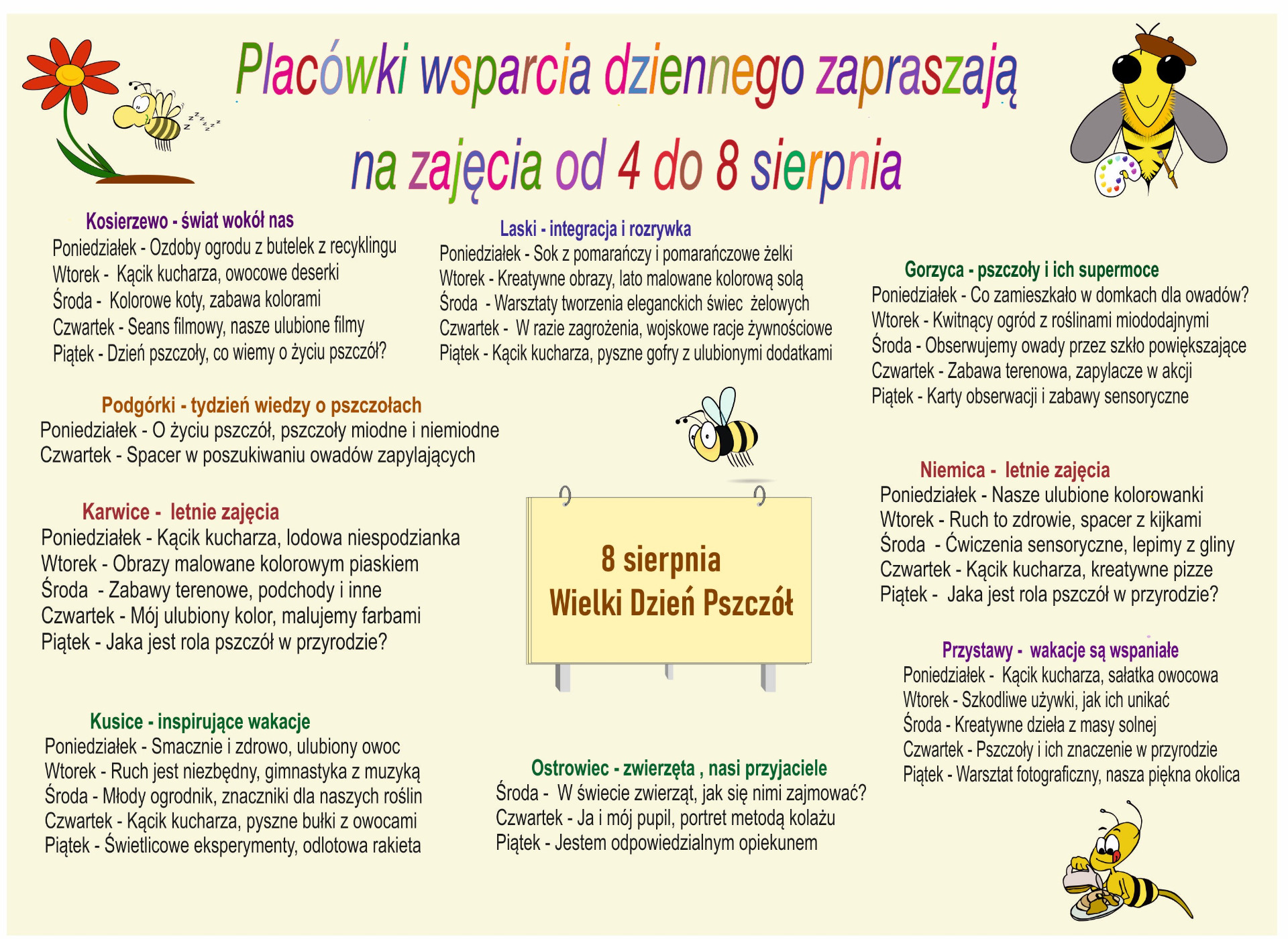 Harmonogram zajęc PWD