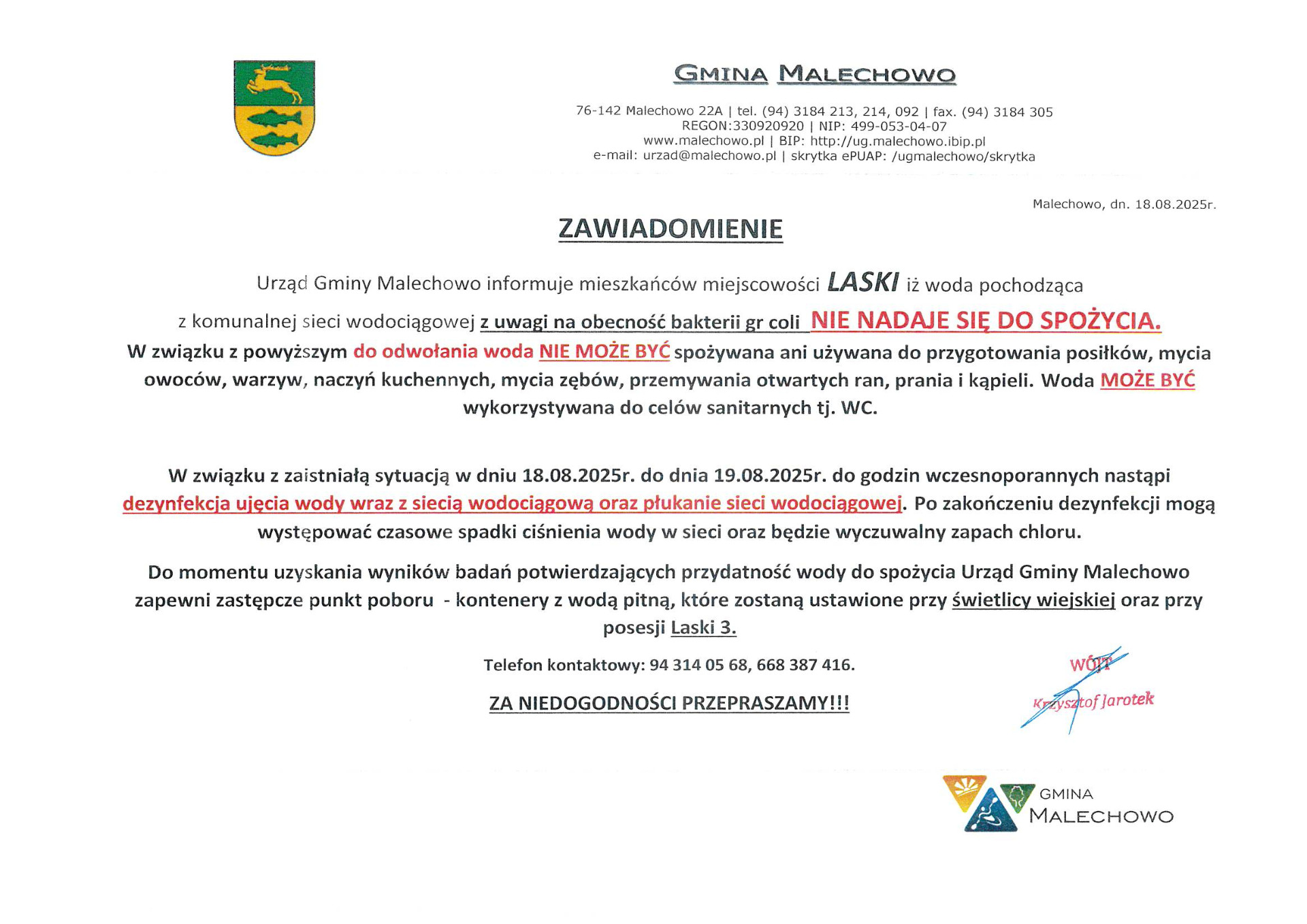 zawiadomienie 