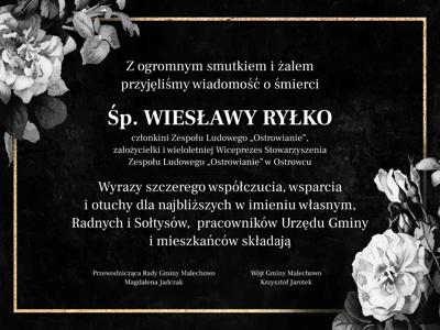 Kondolencje - Woesława Ryłko