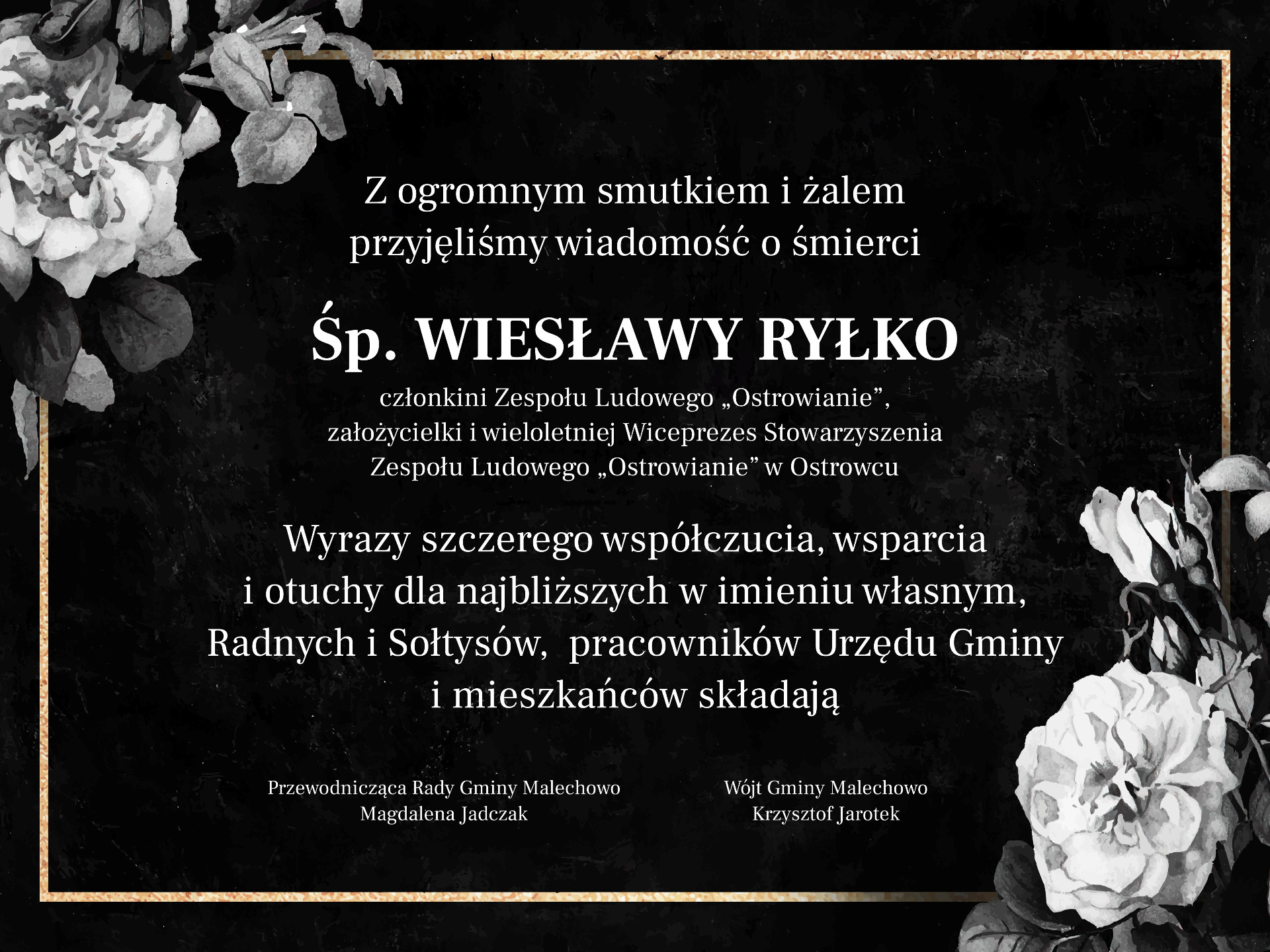 Kondolencje - Woesława Ryłko