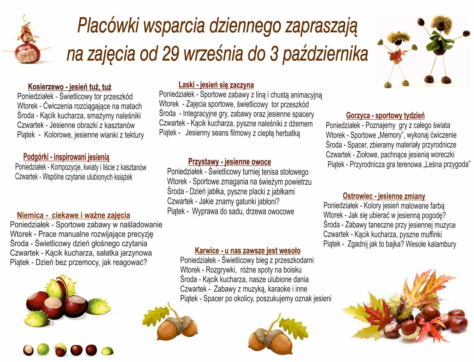 Harmonogram zajeć w PWD