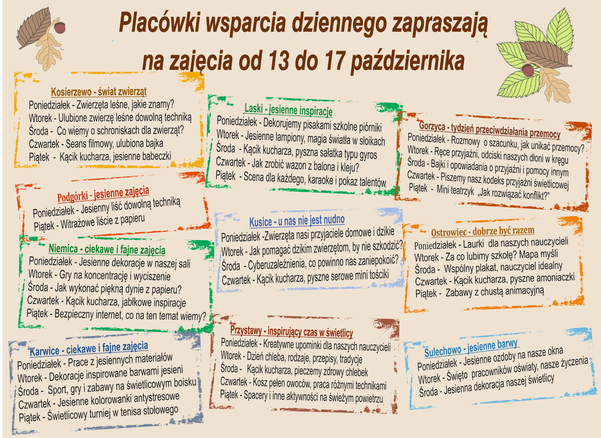 Harmonogram zajeć w PWD