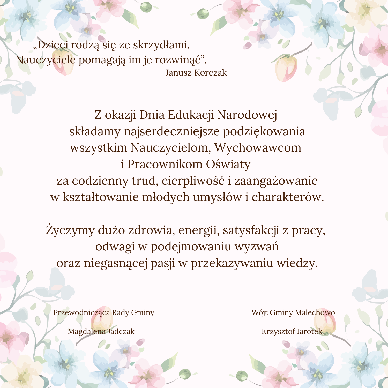 Życzenia z okazji Dnia Edukacji Narodowej