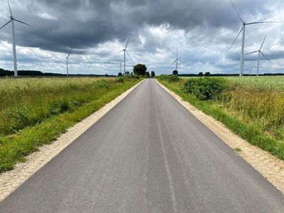 Zdjęcie przedstawia odcinek nowej drogi Darskowo - Witosław.