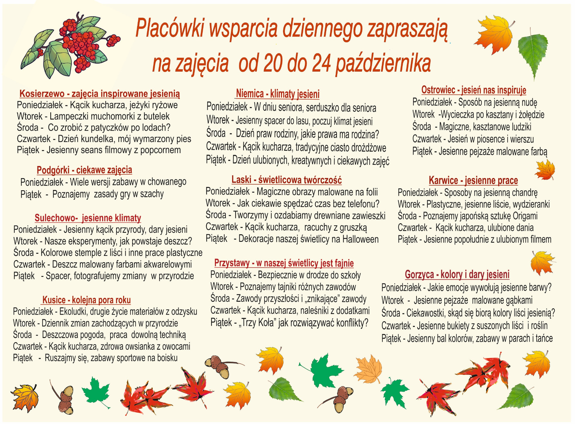 Harmonogram zajeć w PWD