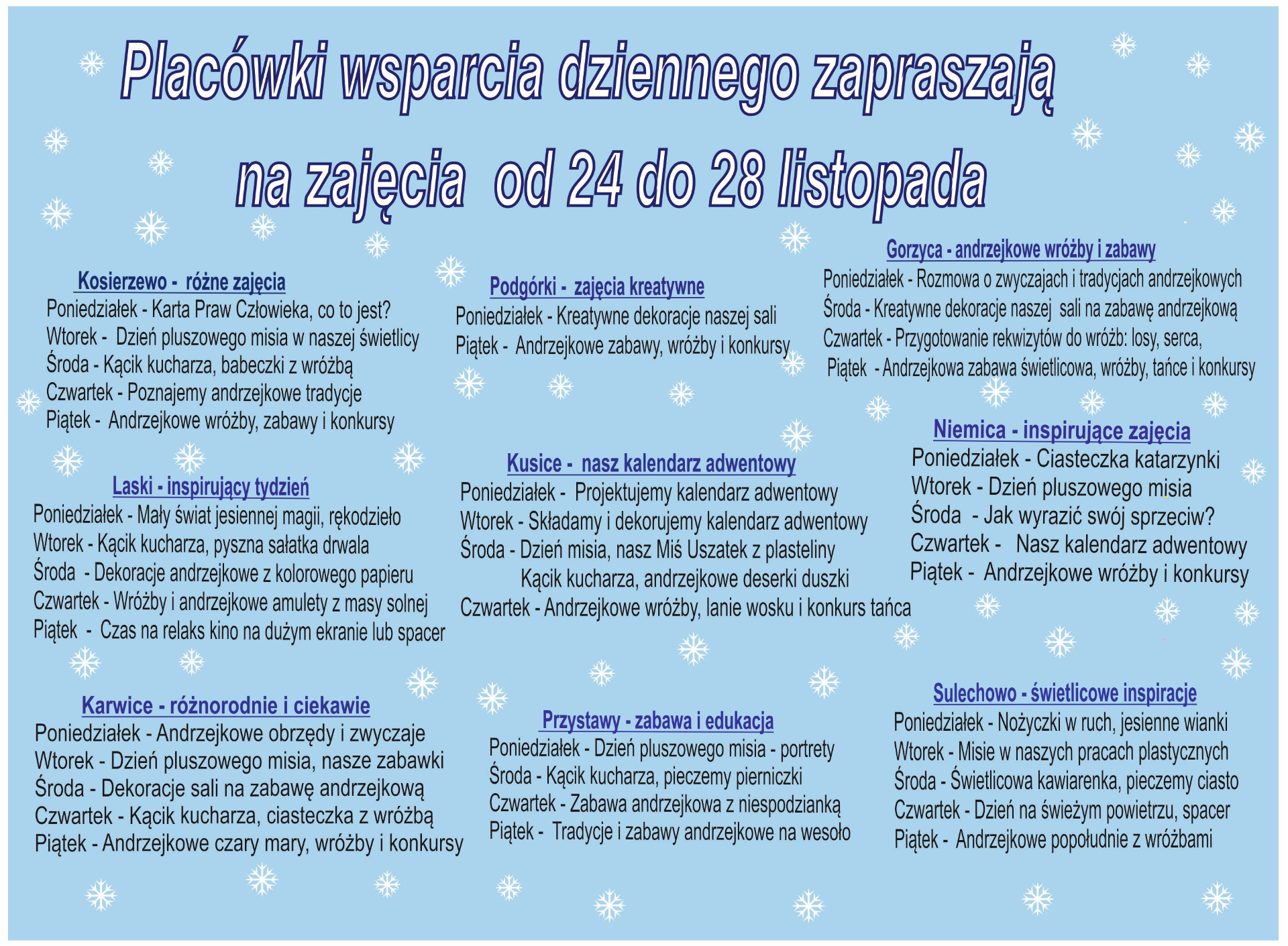 Harmonogram zajeć w PWD