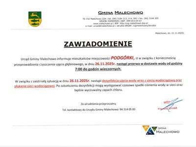 Informacja o przerwie w dostawy wody