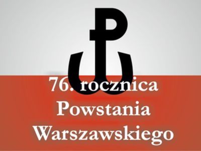 Grafika ukazuje flagę Polski ze znakiem kotwicy i napisem: 76 rocznica Powstania Warszawskiego.