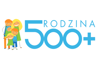 Zdjęcie przedstawia grafikę programu Rodzina 500+ z czterema postaciami.