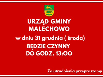 Informacja odnośnie godzin otwarcia Urzędu