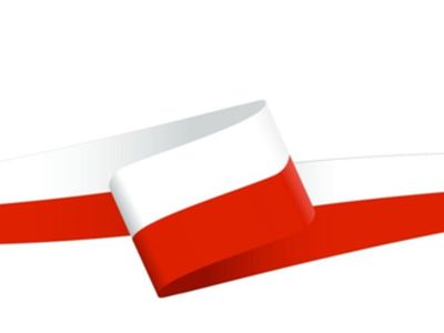 Grafika przedstawia zdjęcie biało-czerwonej flagi.