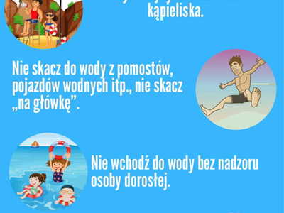 Strona ulotki dotycząca bezpiecznego kąpieliska