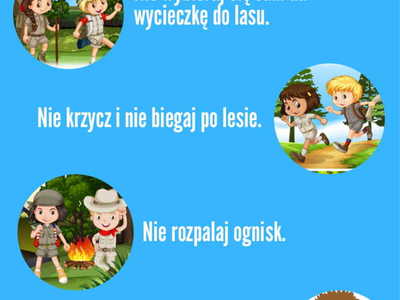 Strona ulotki dotycząca bezpieczeństwa w lesie