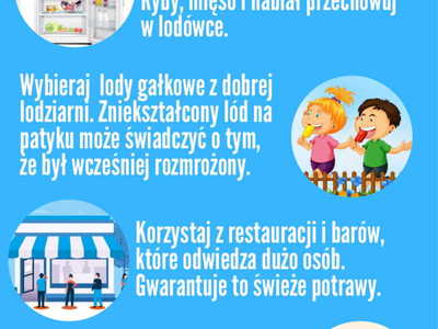 Strona ulotki dotycząca bezpiecznego i zdrowego jedzenia