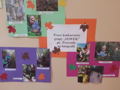 Wystawa prac dotycząca konkursu przedszkolnego w SP Niemica. 