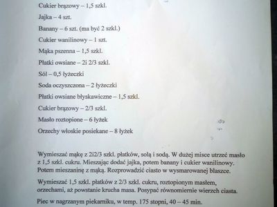 Przepis na ciasto bananowe.