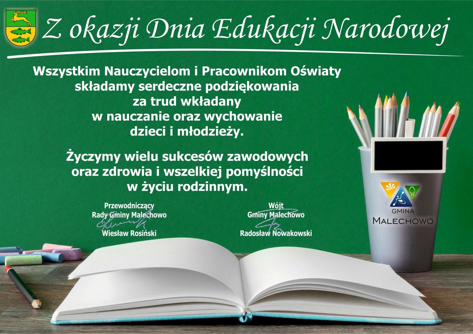 Grafika dekoracyjna z okazji Dnia Edukacji Narodowej.