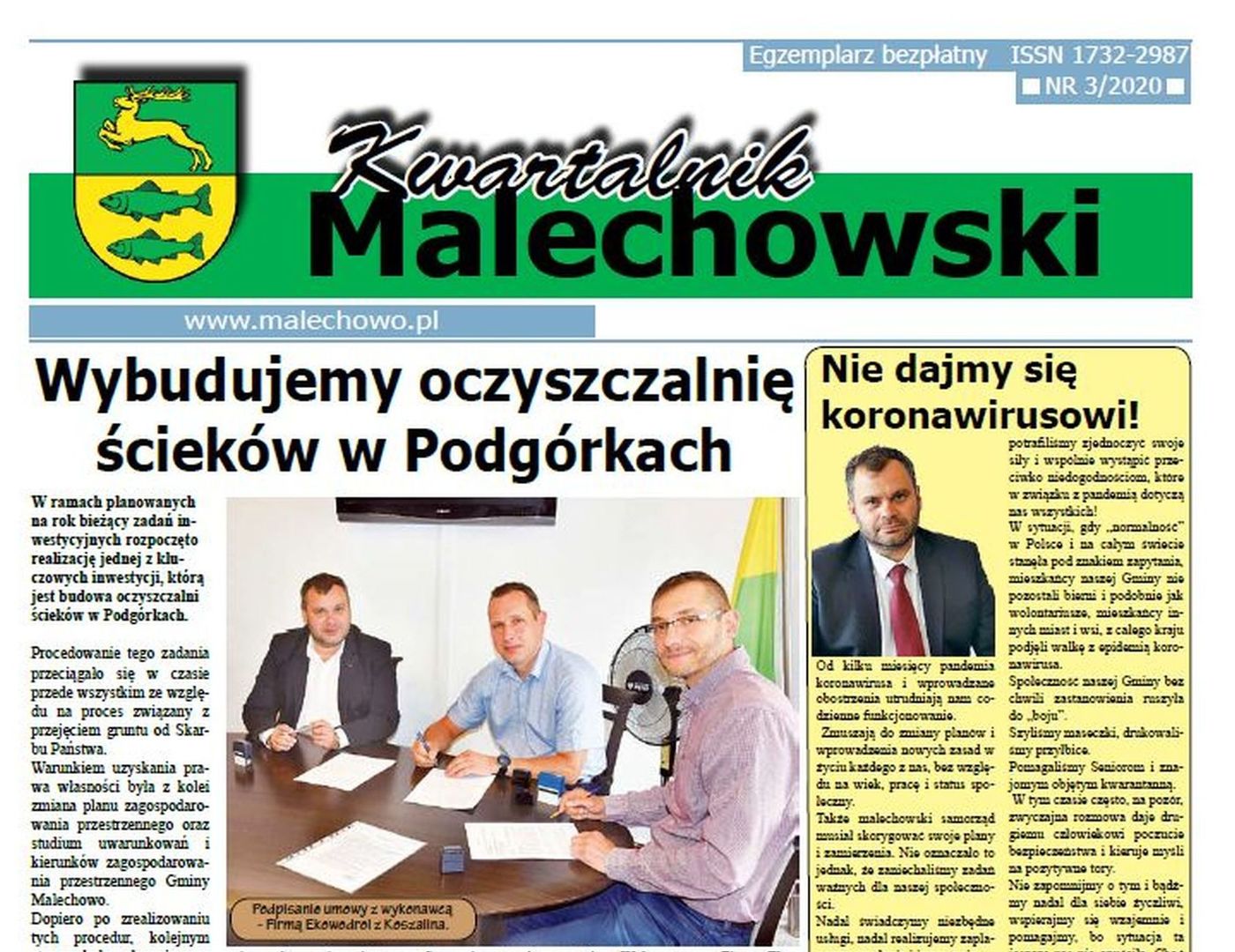 Pierwsza strona nowego numeru Kwartalnika Malechowskiego.