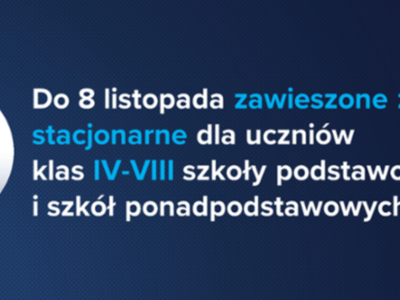 Informacja o zawieszeniu zajęć w klasach IV-VIII szkół podstawowych do dnia 8 listopada br.
