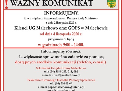 Informacja dotycząca godzin otwarcia urzędu.