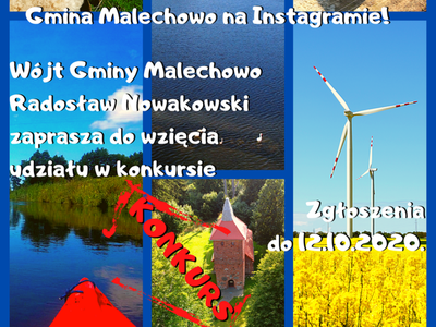Plakat informujący o konkursie fotograficznym InstaMalechowo 2020.