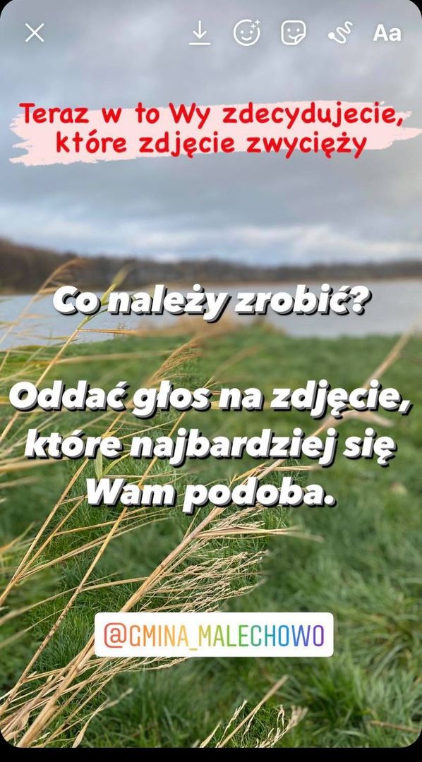 Zdjęcie z instrukcją zasad II etapu konkursu InstaMalechowo 2020. 