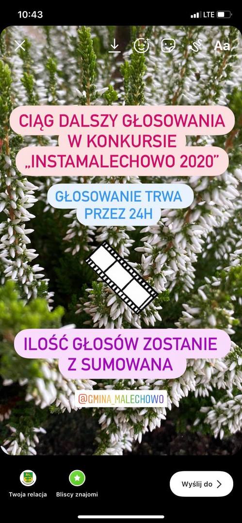 Zaproszenie do wzięcia udziału w drugim dniu głosowania w konkursie fotograficznym InstaMalechowo 2020.