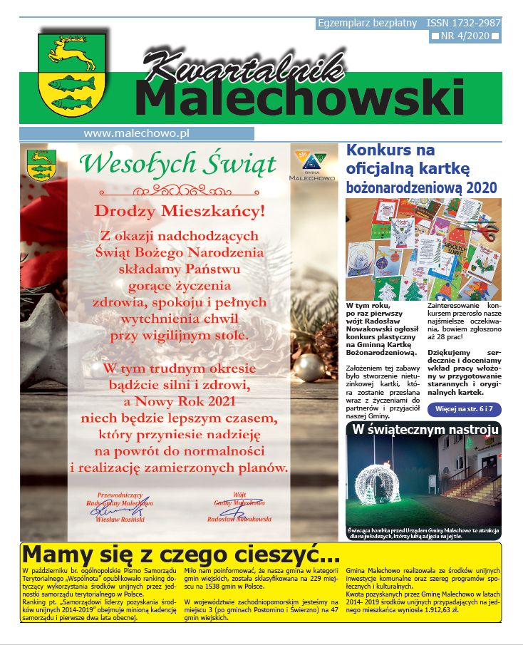 Okłada Kwartalnika Malechowskiego nr 4 - grudzień 2020.