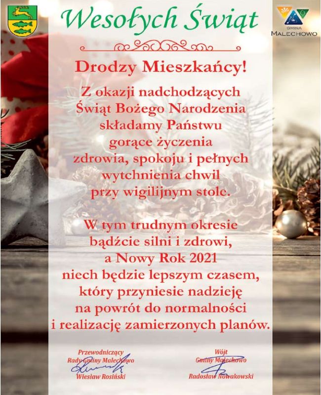 Życzenia bożonarodzeniowe i noworoczne.