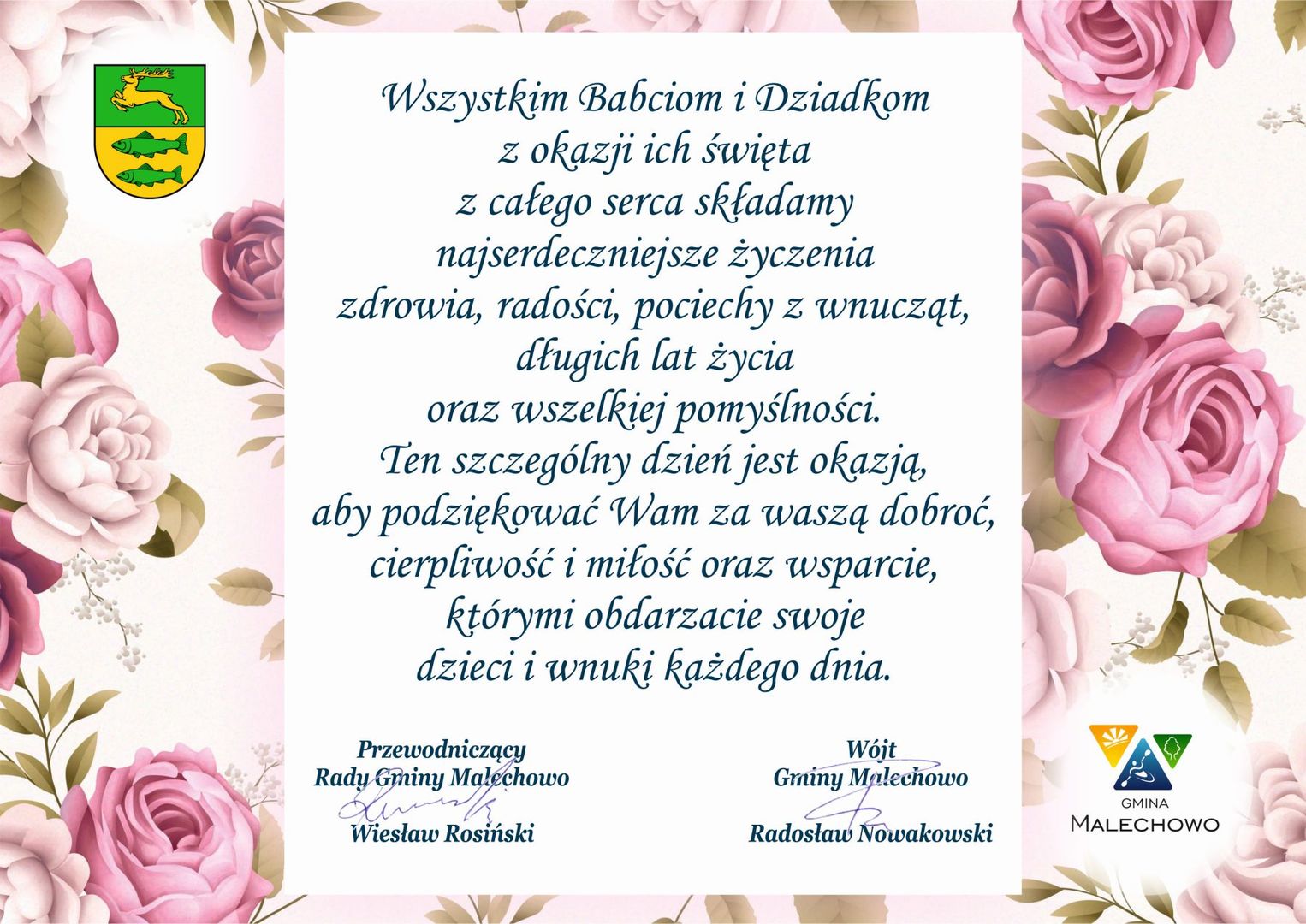 Życzenia z okazji Dnia Babci i Dziadka. 