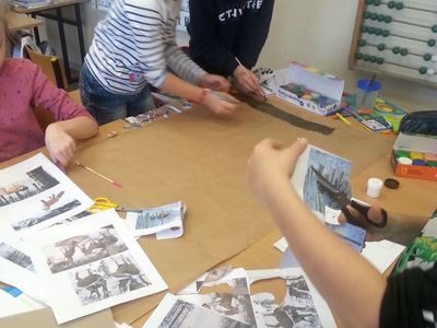 Uczniowie z Zespołu Szkół im. Mikołaja Kopernika w Ostrowcu wykonują prace plastyczne związane z zimą.