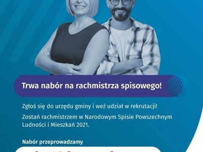 Plakat informujący o przedłużonym naborze na rachmistrza do dnia 16 lutego br. 