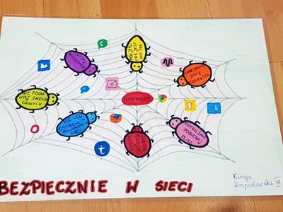 Praca uczennicy ze Szkoły Podstawowej dotycząca bezpiecznego internetu. 