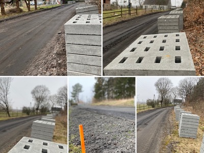 Kolaż zdjęć z modernizacji drogi nr 195 w Święcianowie.