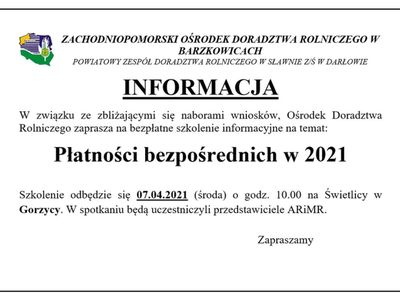 Informacja dotycząca spotkań indywidualnych  z rolnikami w sprawie płatności bezpośrednich.