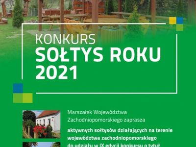 Plakat informujący o konkursie Sołtys Roku 2021.
