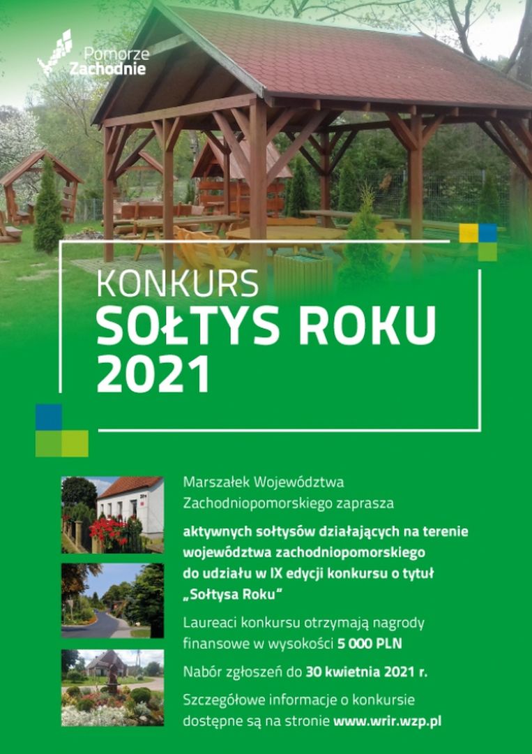 Plakat informujący o konkursie Sołtys Roku 2021.