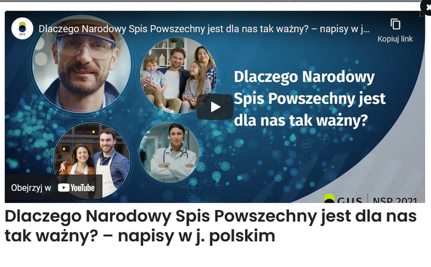 Film promujący dotyczący Narodowego Spisu Powszechnego 2021.