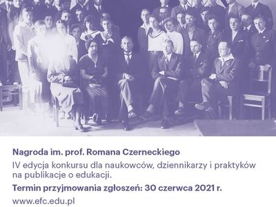 Grafika dotycząca konkursu dla autorów publikacji o edukacji - Nagroda im. prof. Romana Czerneckiego.