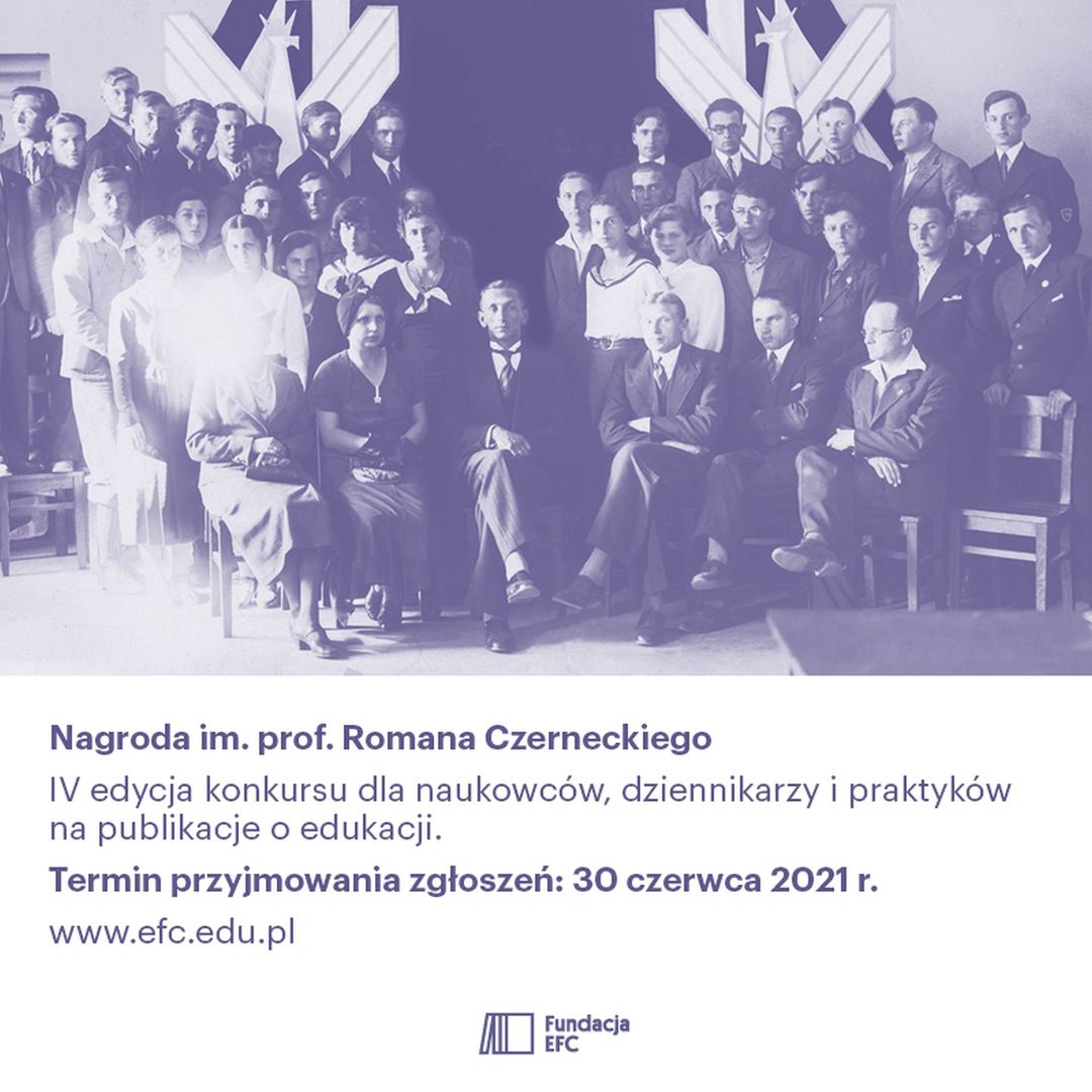 Grafika dotycząca konkursu dla autorów publikacji o edukacji - Nagroda im. prof. Romana Czerneckiego.