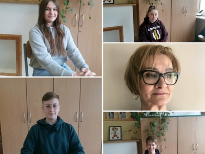 Ósmoklasiści Szkoły Podstawowej im.Kazimierza Górskiego w Lejkowie wraz z wychowawczynią.