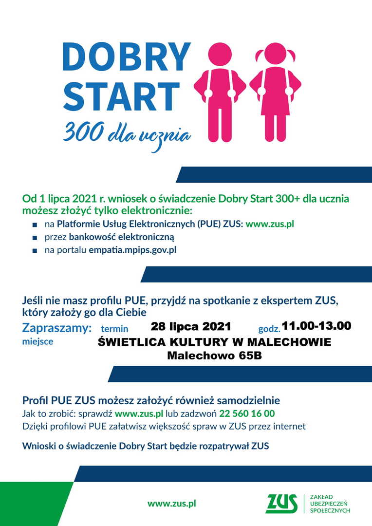 Plakat informacyjny - Dobry Start 300+ dla ucznia.