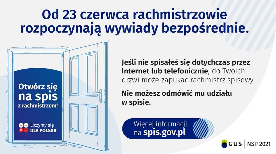 Informacja o rozpoczęciu wywiadów bezpośrednich w Narodowym Spisie Powszechnym 2021.