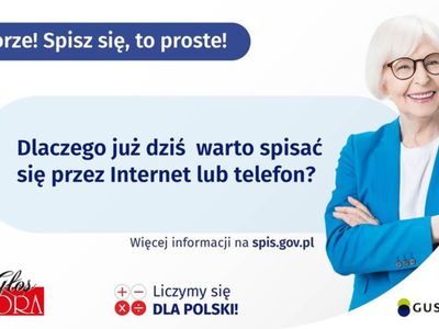 Plakat dotyczący spisu przez internet i telefon.